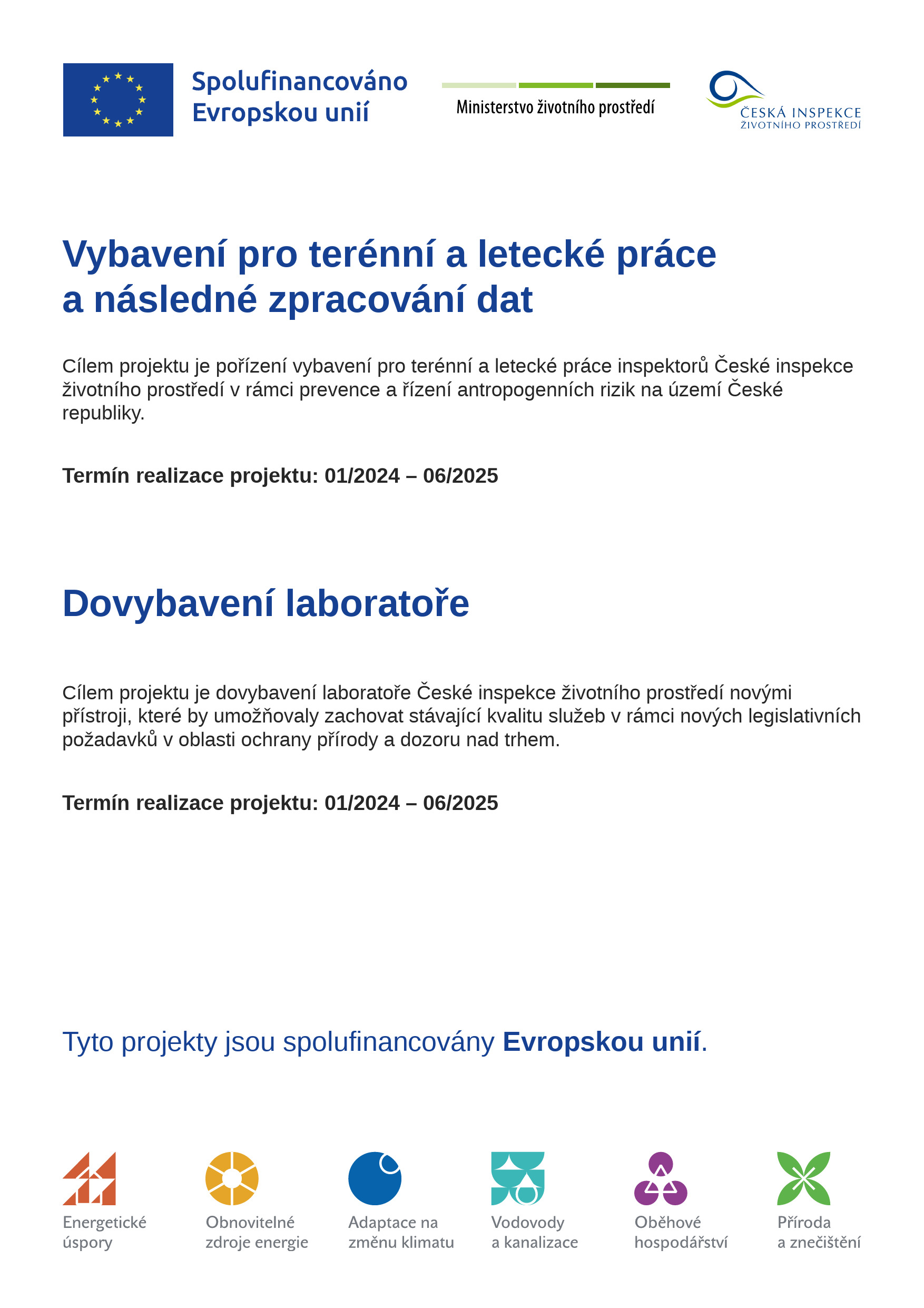 Projekty ČIŽP spolufinancované Evropskou unií